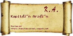 Kapitán Arzén névjegykártya